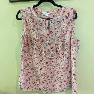 Boden size 12 pink floral ruffle sleeve blouse